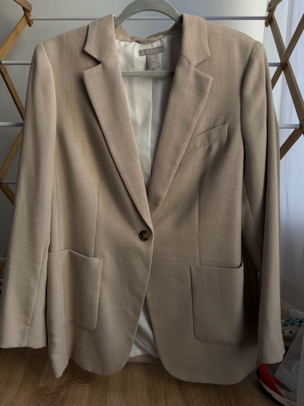 H&M Tan Textured Single-Button Blazer